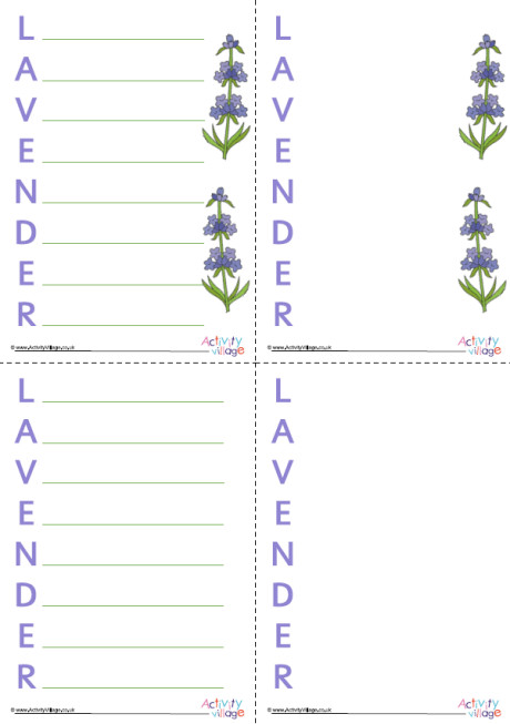 Lavender Acrostic Poem Printable