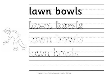 Lawn bowls handwriting worksheet