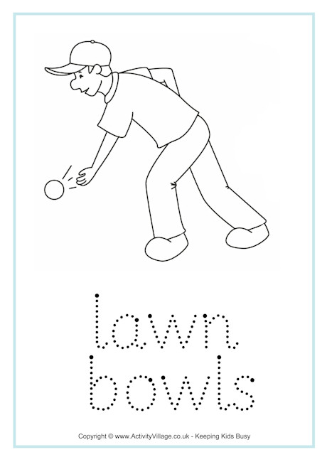 Lawn bowls tracing worksheet