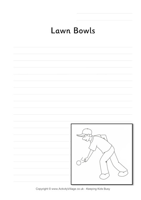 Lawn bowls writing page