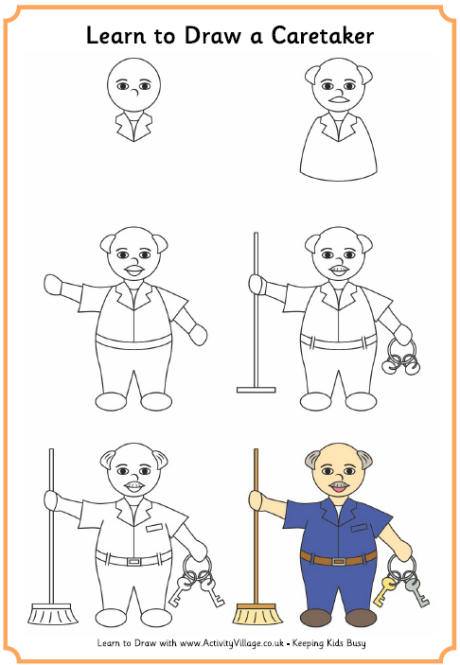 Learn to draw a caretaker