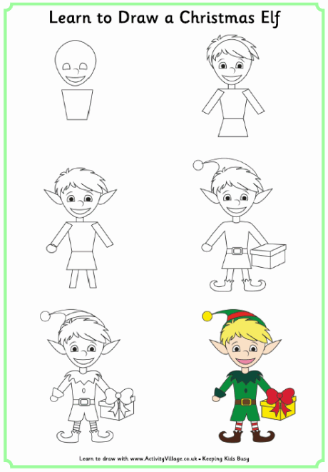 Learn to draw a Christmas elf