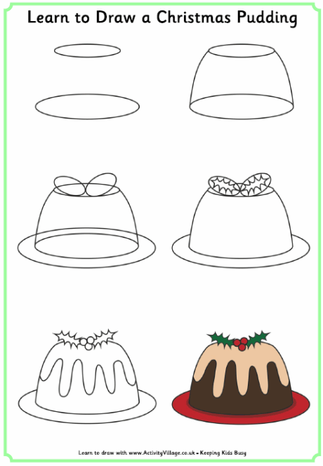 Learn to draw a Christmas pudding