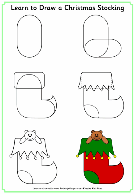 Learn to draw a Christmas stocking