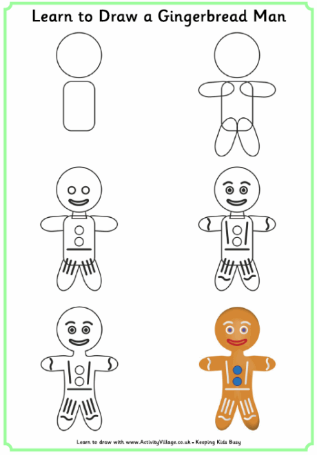 Learn to draw a gingerbread man Learn to draw a gingerbread man