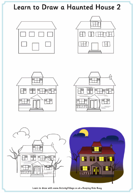 Learn to Draw a Haunted House 2