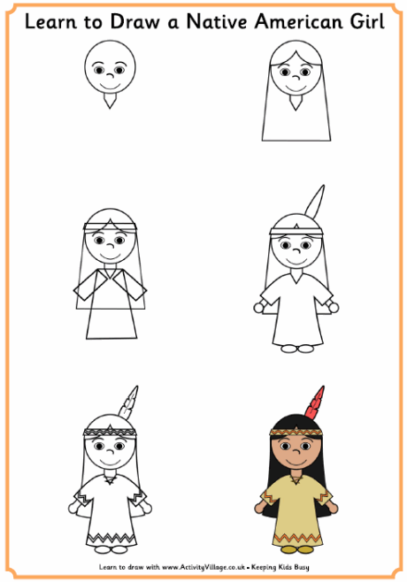 Learn to draw a Native American girl