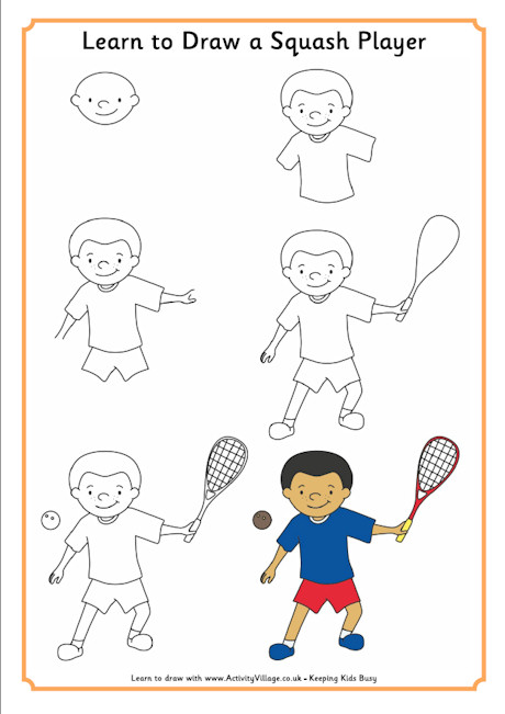 Learn to draw a squash player
