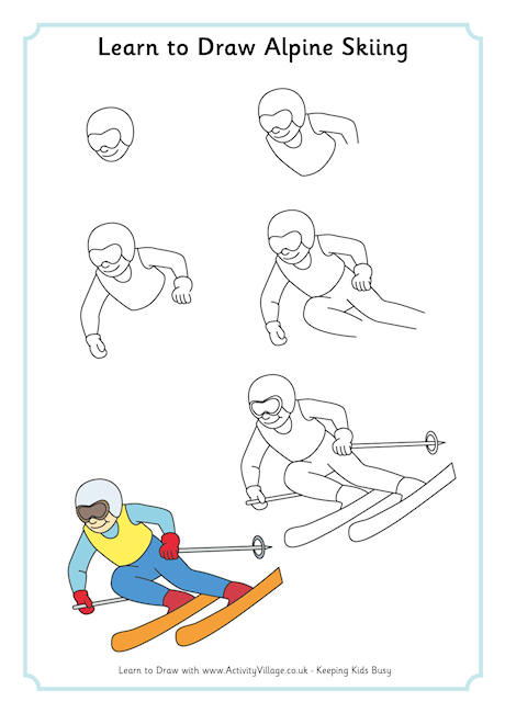 Person Skiing Drawing - Couple Stick Figure Cute Decal | Bocamawasuag