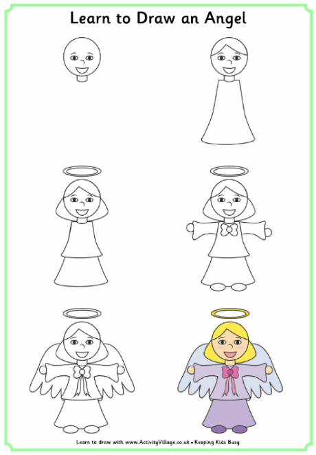 how to draw a cartoon angel step by step