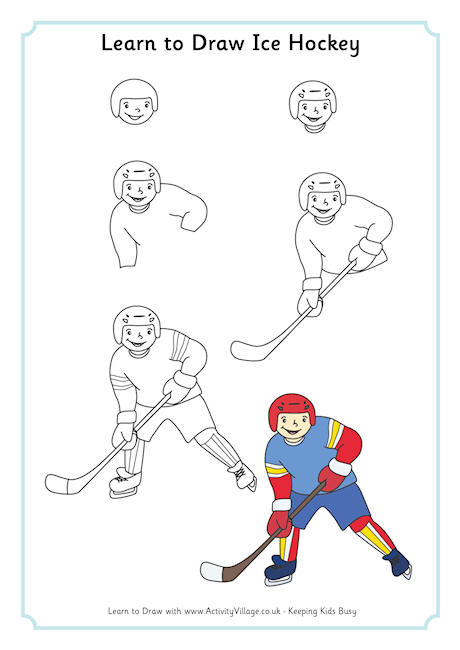 Featured image of post Hockey Player Drawing Easy To color in your hockey player drawing you can use colored pencils and markers or even watercolor if you re experienced with it
