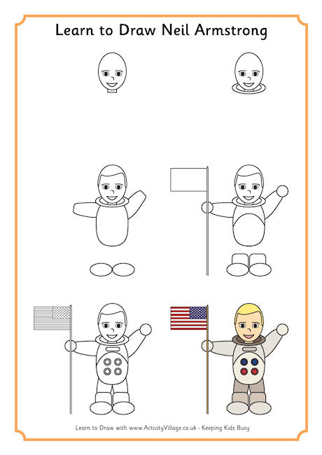Learn to draw Neil Armstrong