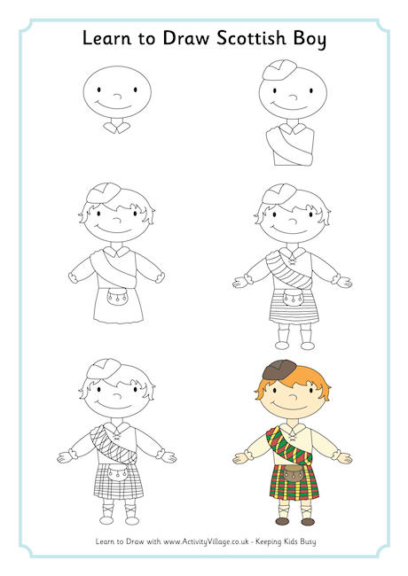 Learn to draw a Scottish boy