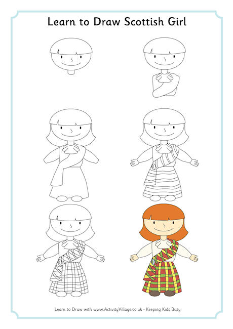 Learn to draw a Scottish girl