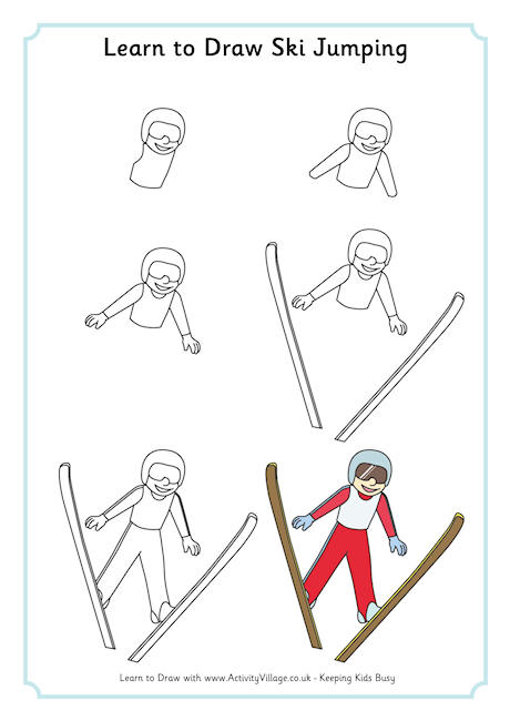 Learn to draw ski jumping