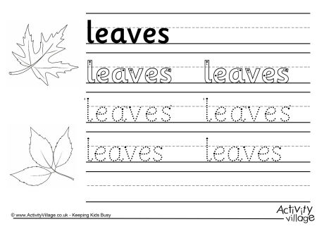 Leaves handwriting worksheet