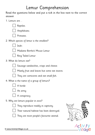 Lemur Comprehension Multiple Choice Lemur Comprehension Multiple Choice