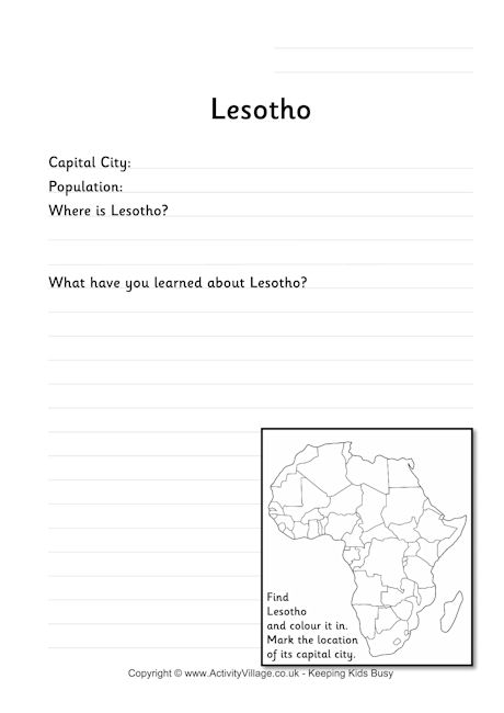 Lesotho worksheet