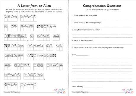 Letter from an alien beginning sounds code comprehension