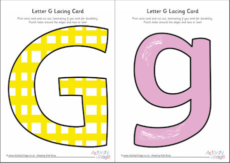 Letter G lacing card 