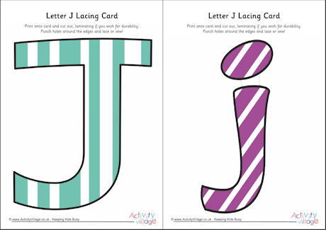 Letter J lacing card 