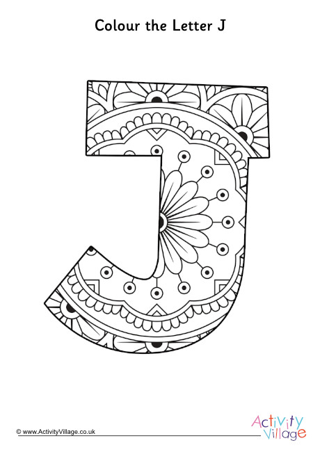 Letter J Mandala Colouring Page