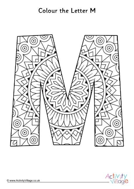 Letter M Mandala Colouring Page