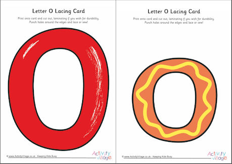 Letting O lacing card 
