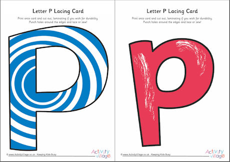 Letter P lacing card 