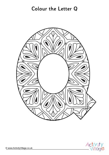 Letter Q Mandala Colouring Page