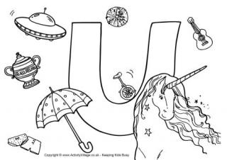 Letter U Colouring Pages