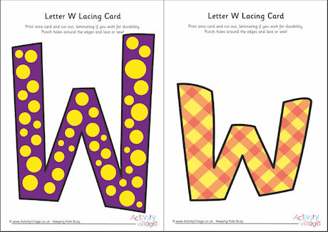 Letter W lacing card Letter W lacing card