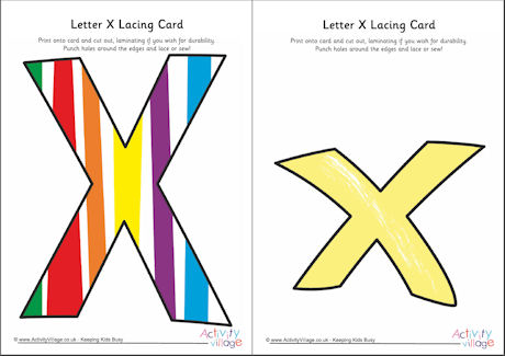 Letter X lacing card