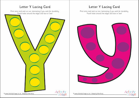 Letter Y lacing card 