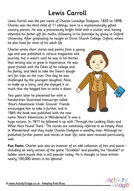Lewis Carroll fact sheet