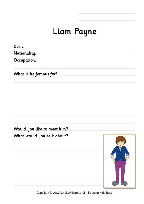 Liam Payne worksheet