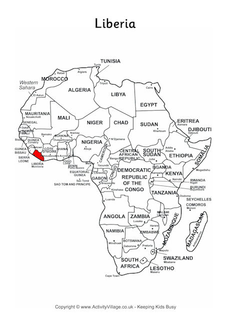 Liberia on Map of Africa