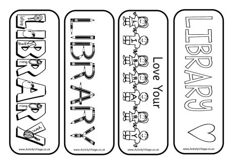 Library colouring bookmarks