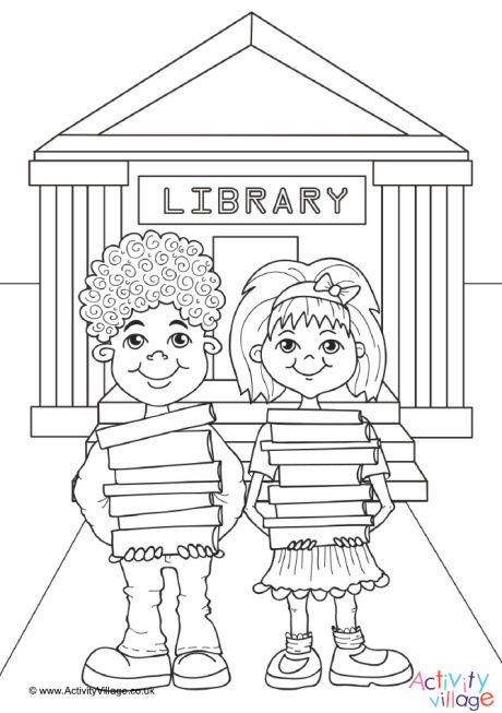 Download Library Colouring Page