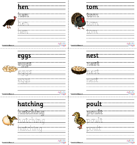 Life Cycle Of A Turkey Handwriting Worksheets