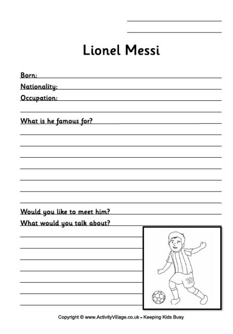 Lionel Messi worksheet