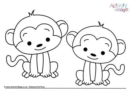 Little monkeys colouring page