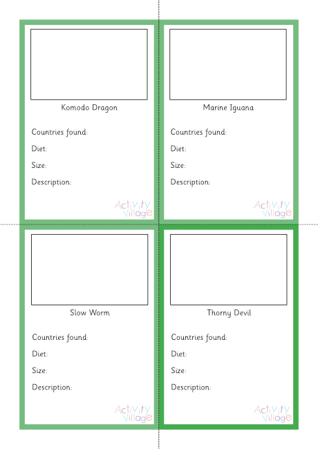 Lizard Fact Cards