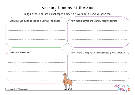 Llama Zookeeper Worksheet