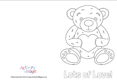 Lots of love teddy colouring card