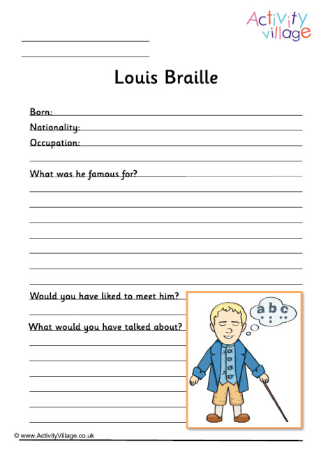 Louis Braille Worksheet