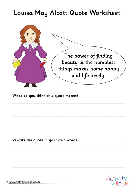 Louisa May Alcott Quote Worksheet