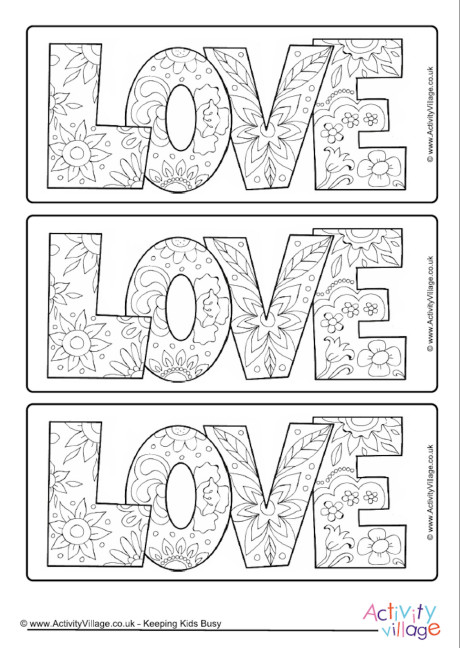 Love colouring bookmarks