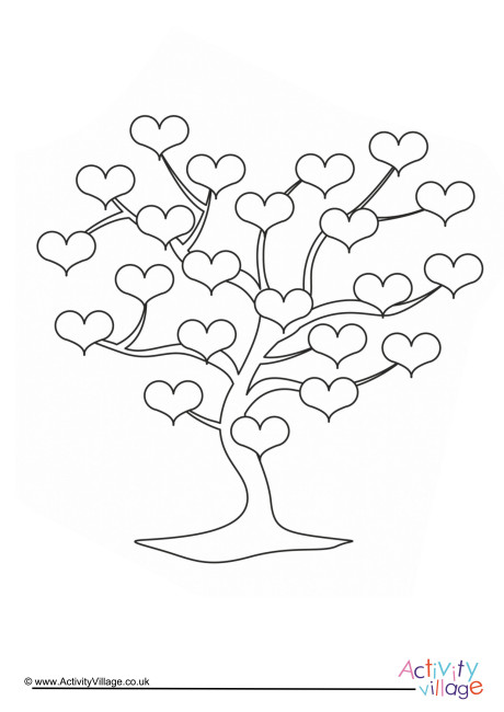 Love Tree Colouring Page