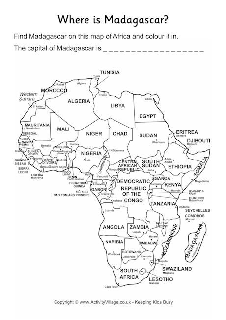 Madagascar location worksheet